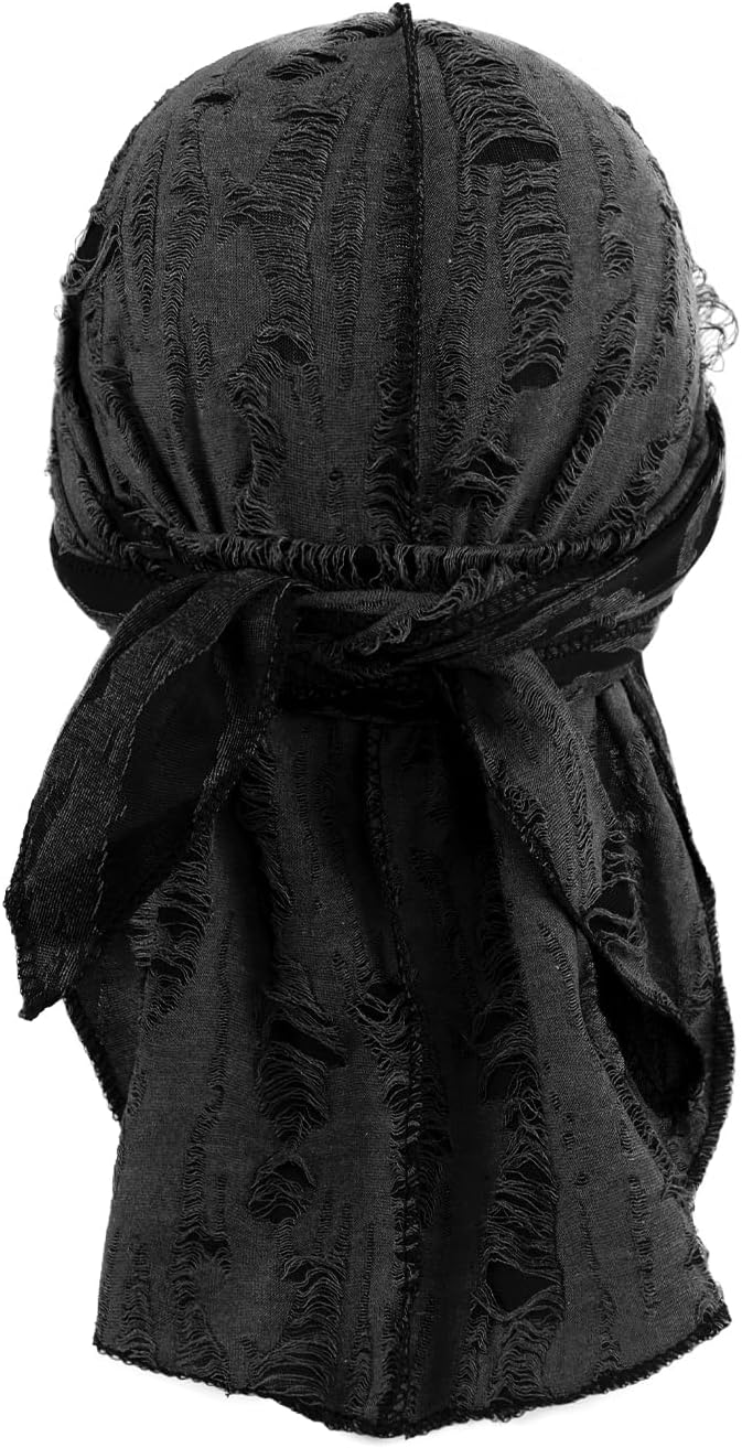 NICEYST Broken Hip Hop Do Rag Skull Cap Bandana Hat Du Rags Pirate Wave Durag Cooling Motorcycle Cycling Cap for Men Women - Image 3